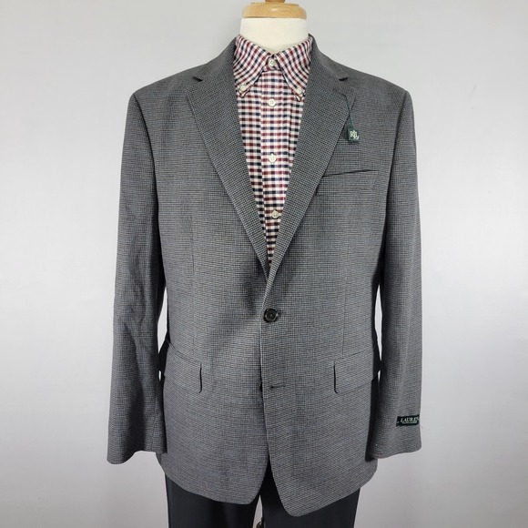Lauren Ralph Lauren Men's Sport‎ Coat Blazer Two Button Gray Houndstooth 42R